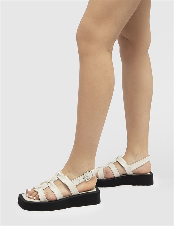 Angeli Cream Leather Women's Sandal