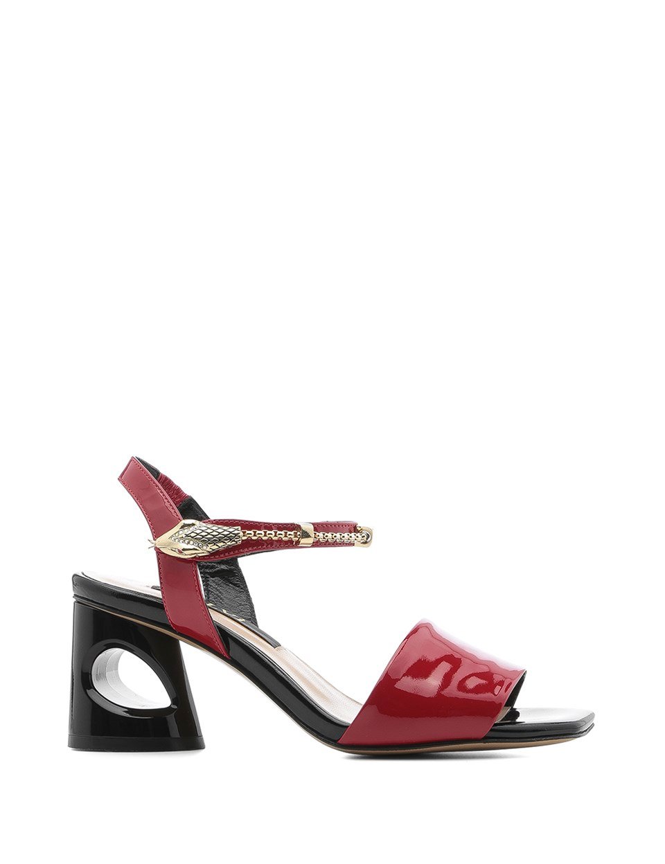 red patent leather sandal heels