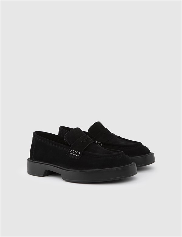 Cian Black Suede Leather Women's Moccasin
