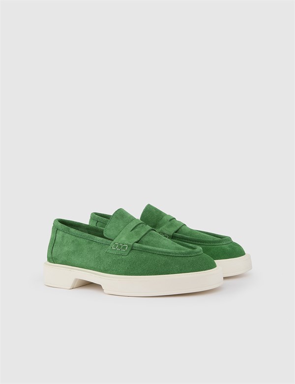Cian Green Suede Leather Women's Moccasin