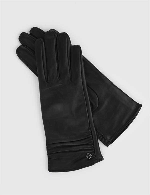 Grethe Black Women's Leather Gloves