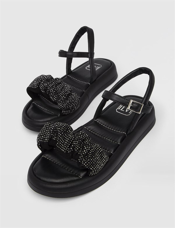 Haral Black Leather Women's Sandal