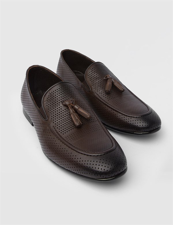Hobro Brown Printed Leather Men's Loafer