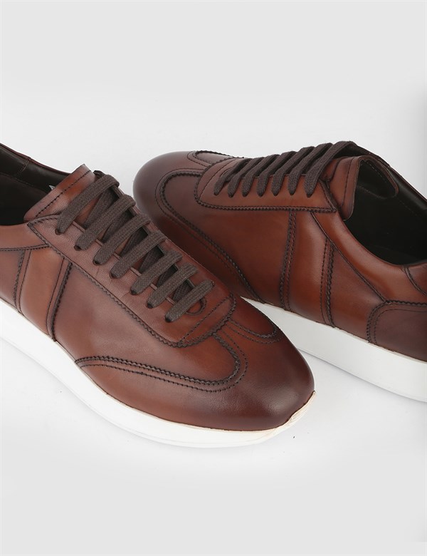 Keros Reddish Brown Leather Men's Sneaker