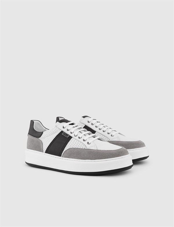 Skule Grey Suede Leather-White Floater Leather Men's Sneaker