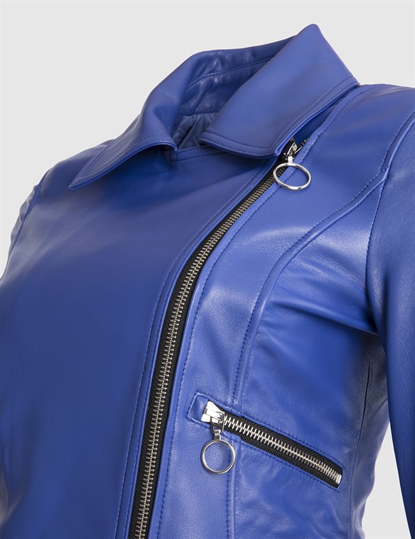 Snotra Sax Blue Leather Women's Jacket