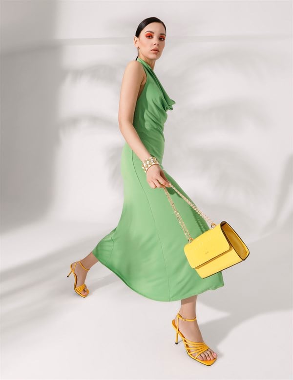 Sonja Yellow Leather Women's Heeled Sandal