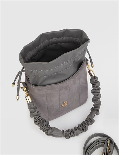 Adok Grey Suede Women's Shoulder Bag