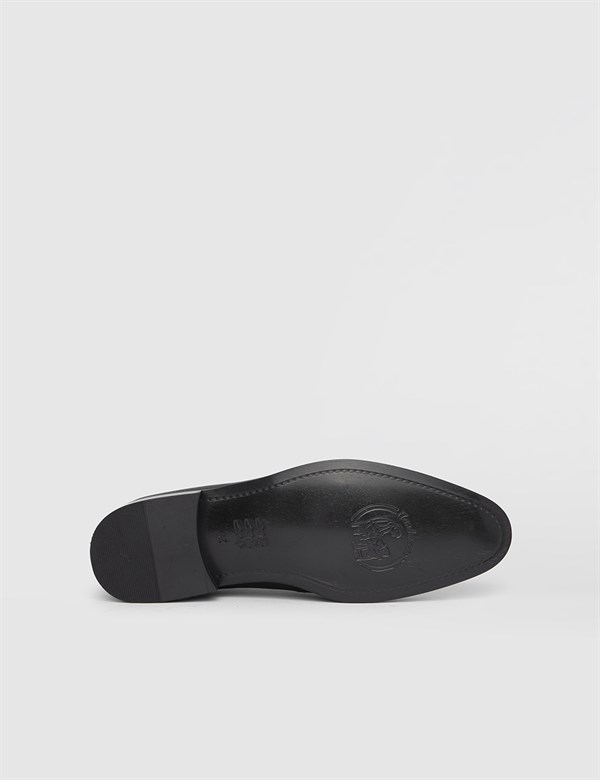 Anvers Black Printed Leather Men's Derby Shoe