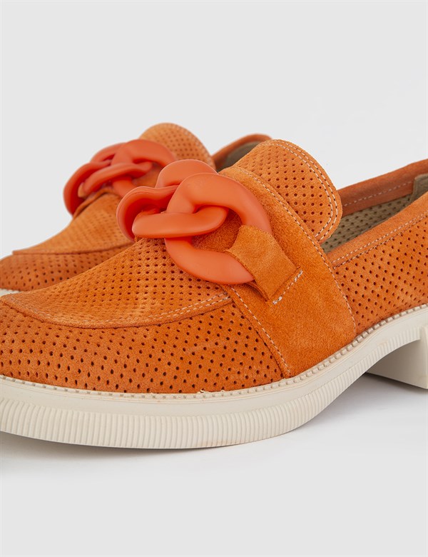 Areo Orange Suede Women's Loafer