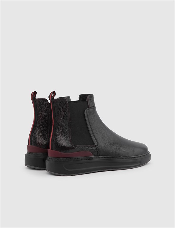 Azola Black-Burgundy Leather Men's Boot
