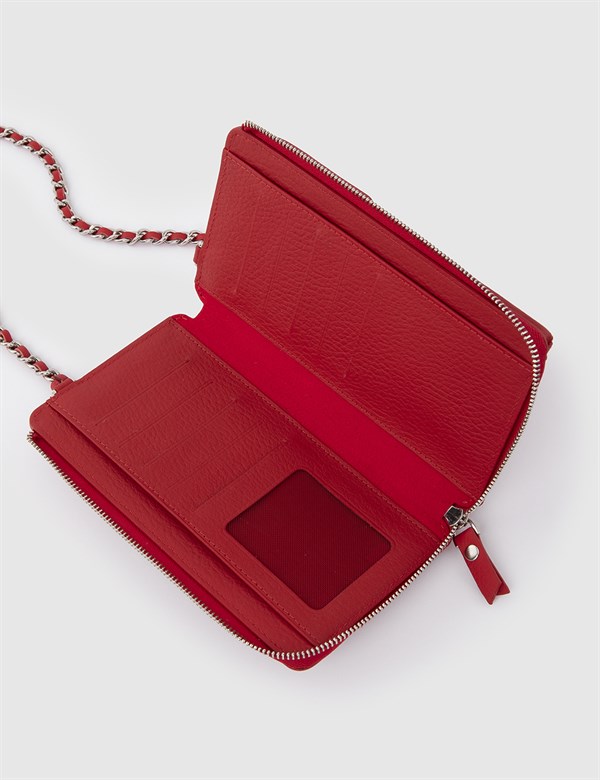 Bistrida Red Floater Leather Women's Shoulder Bag