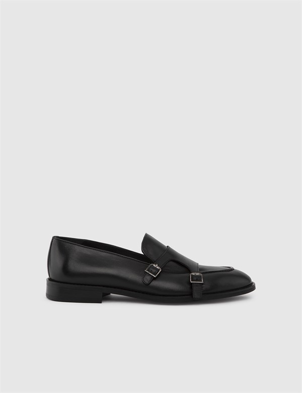 Craig Black Leather Men's Monk Shoe