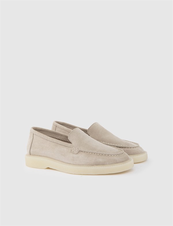 Danny Beige Suede Leather Women's Moccasin
