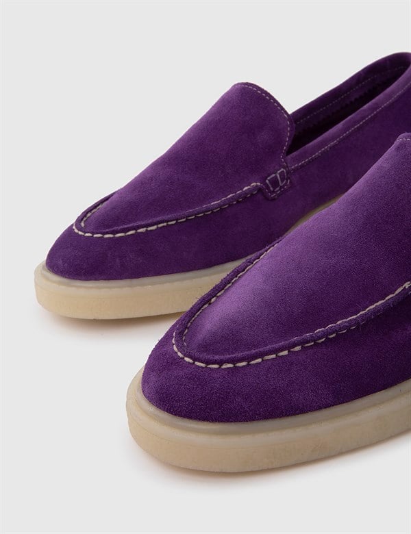 Danny Purple Suede Leather Women's Moccasin