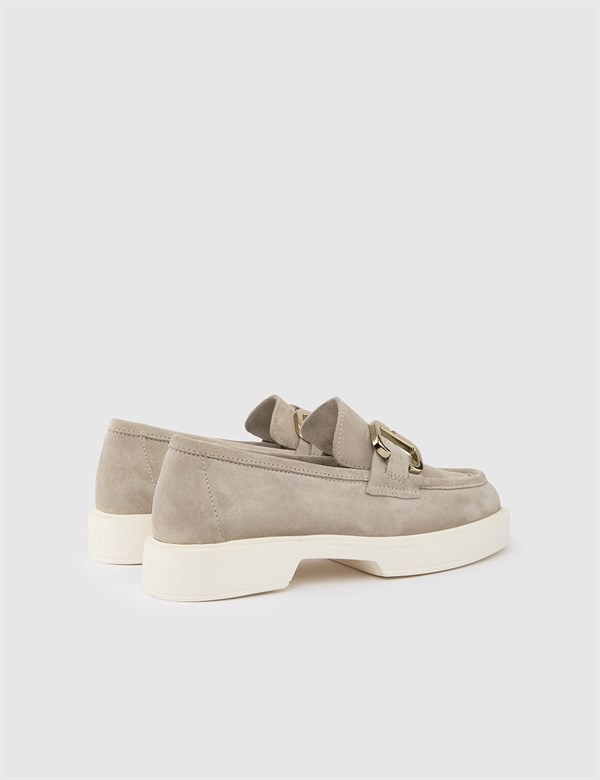 Deni Grey Suede Leather Women's Moccasin