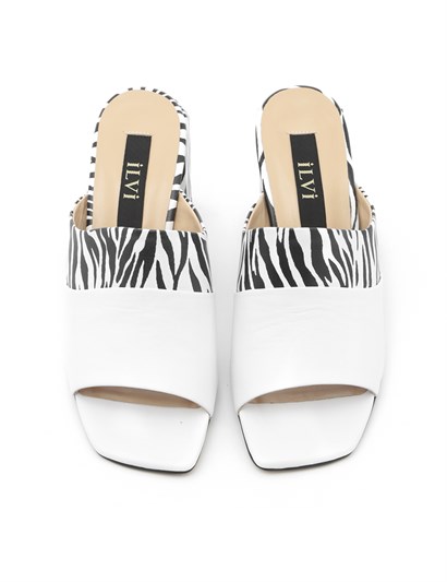 Devid Bayan Terlik Beyaz Deri-Zebra
