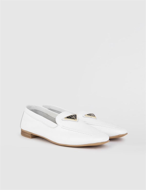 Efrain White Leather Women's Loafer