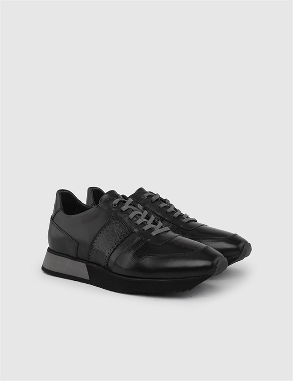 Elso Black Leather Men's Sneaker
