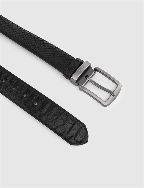 Gijon Black Snake Leather Men's Belt