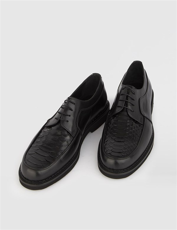 Jarod Hakiki Yılan Deri Erkek Siyah Klasik Ayakkabı