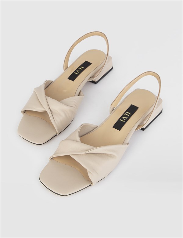 Jeff Beige Leather Women's Sandal