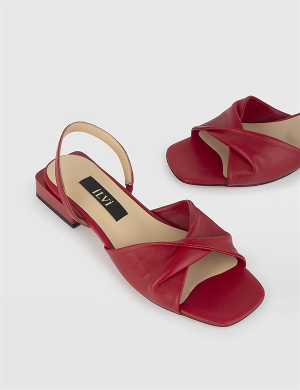 Jeff Red Leather Women's Sandal