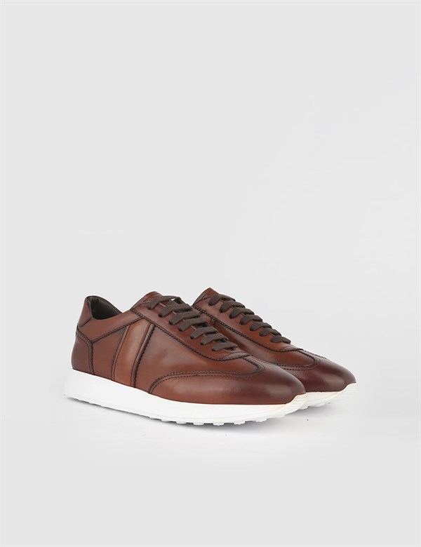 Keros Reddish Brown Leather Men's Sneaker