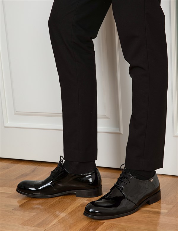 Kumla Hakiki Rugan Deri Erkek Siyah Klasik Ayakkabı