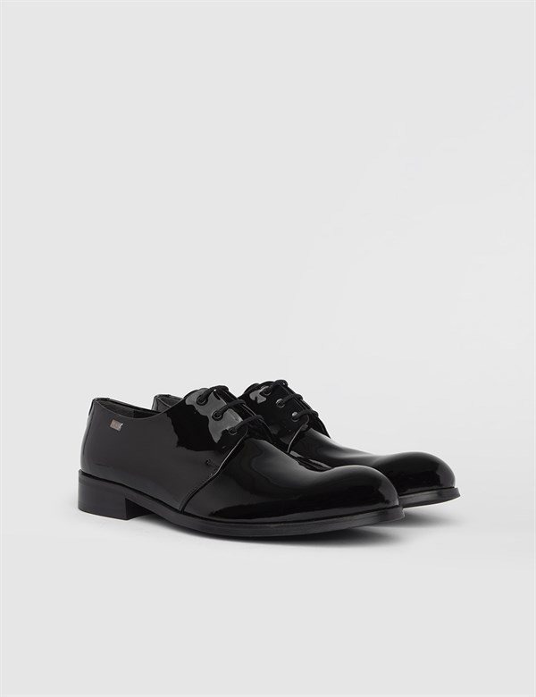 Kumla Black Patent Leather Men's Derby Shoe