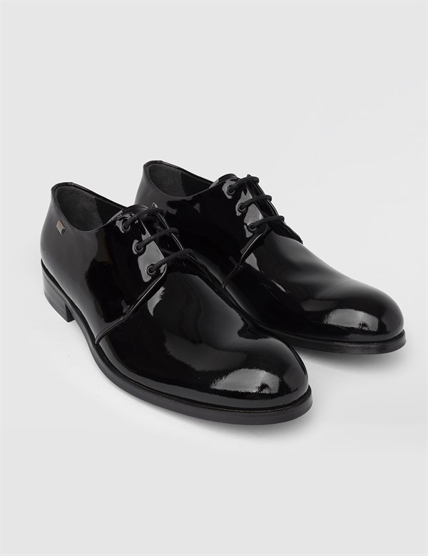 Kumla Hakiki Rugan Deri Erkek Siyah Klasik Ayakkabı