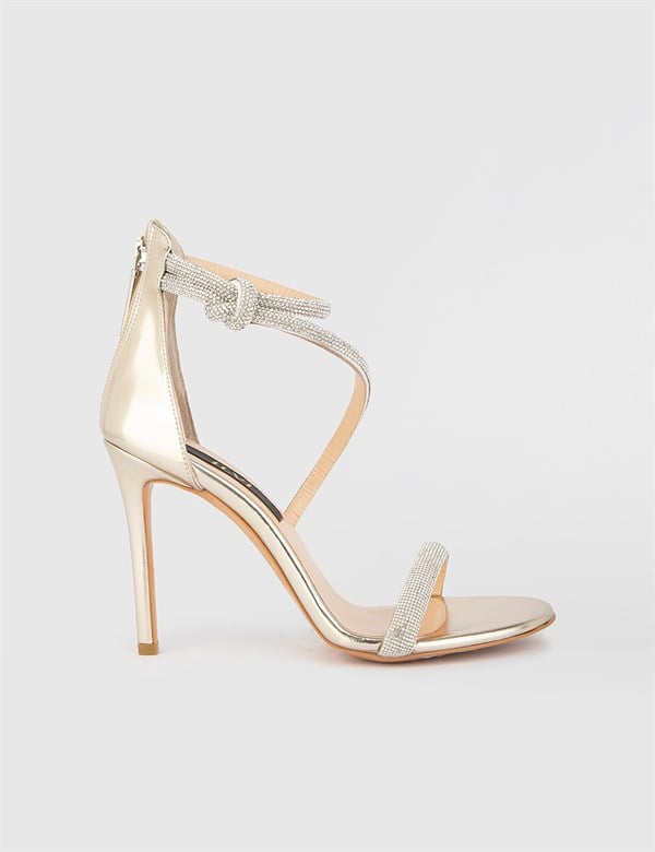 Laval Gold Leather Women's Heeled Sandal