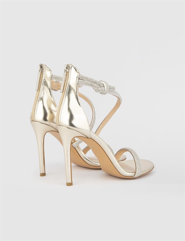 Laval Gold Leather Women's Heeled Sandal
