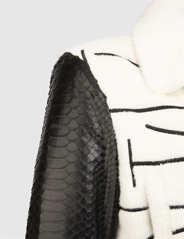 Logrono Black Snake-Beige Women's Leather Jacket