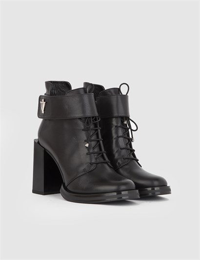 Love Black Leather Women's Heeled Boot