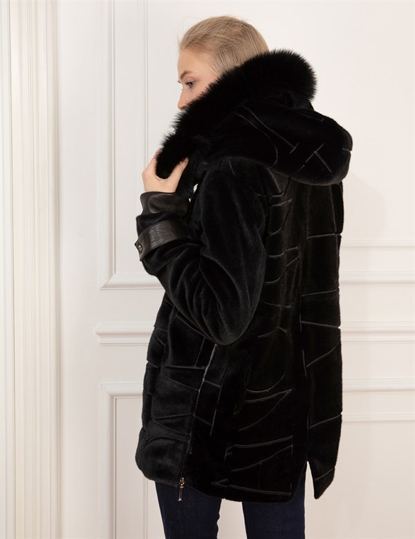 Madrid Black Women's Leather Coat