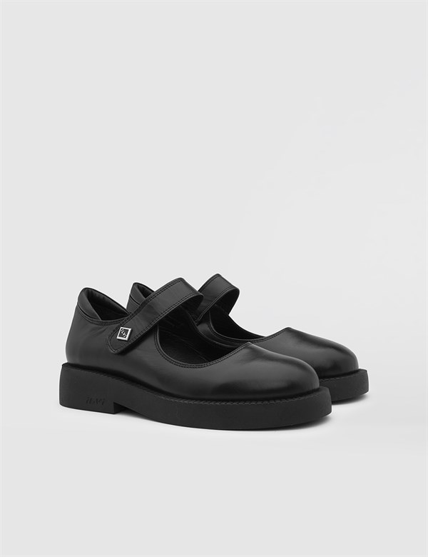 Mano Black Leather Women's Loafer