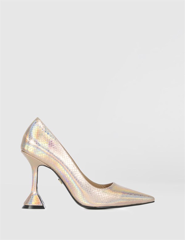 Merili Gold Hologram Leather Women's Stiletto