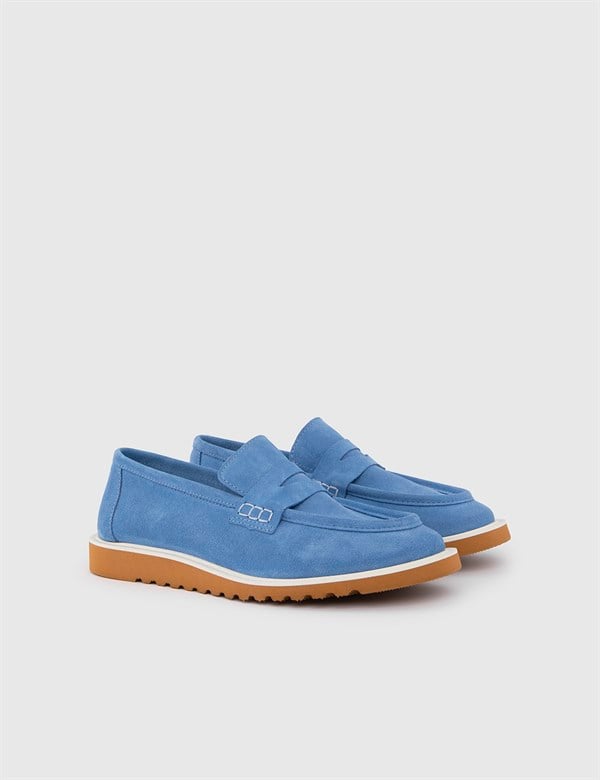 Miguel Blue Suede Leather Women's Moccasin