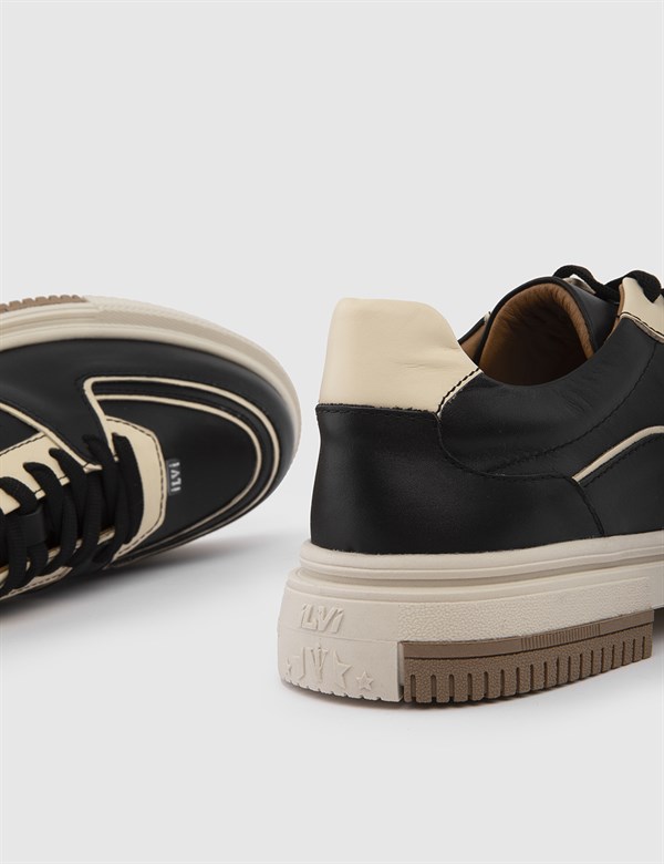 Montrö Black-Beige Leather Women's Sneaker