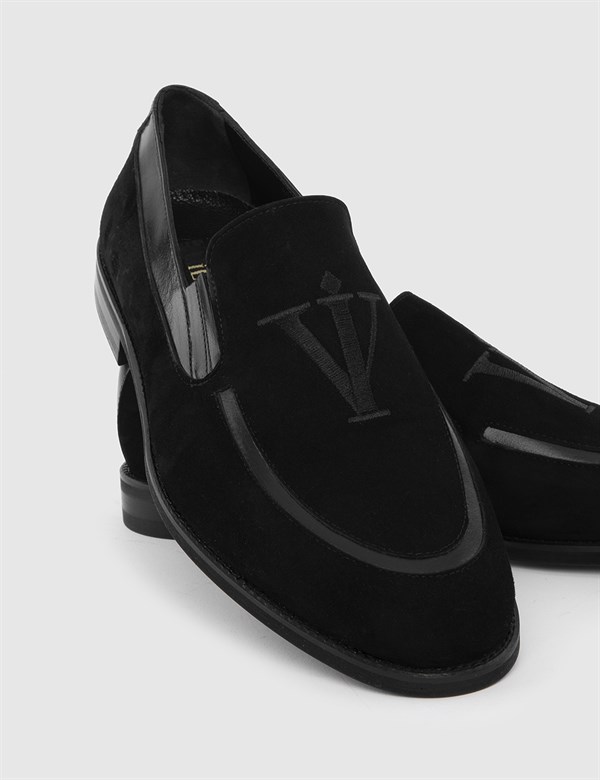 Morelos Black Suede-Buffalo Leather Men's Classic Shoe