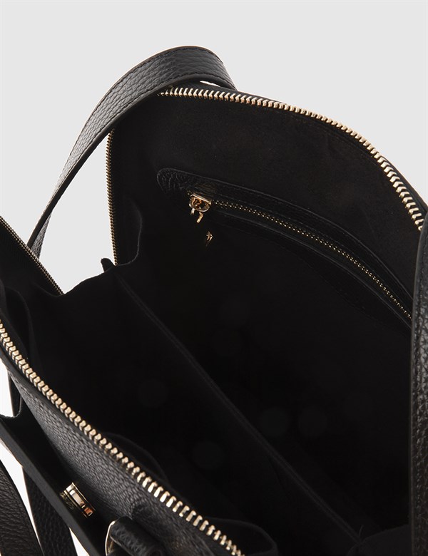Osan Black Floater Leather Women's Backpack