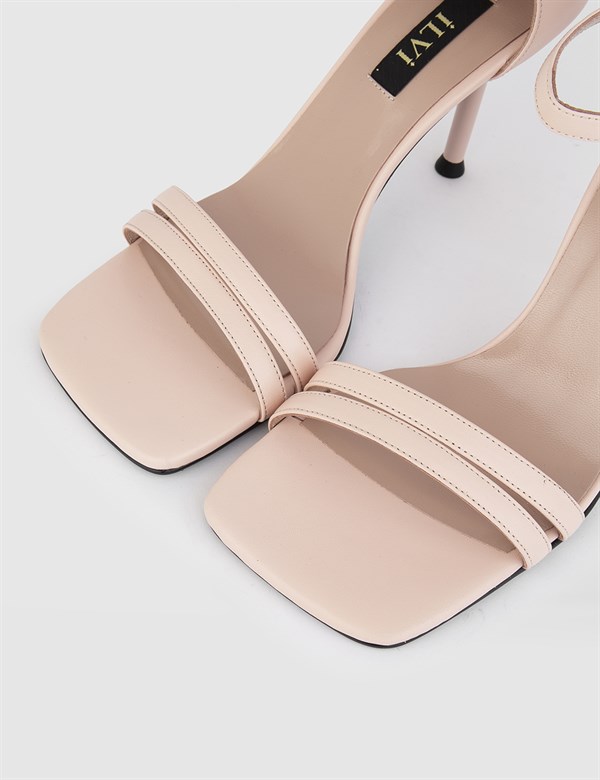 Petra Powder Pink Leather Women's Heeled Sandal