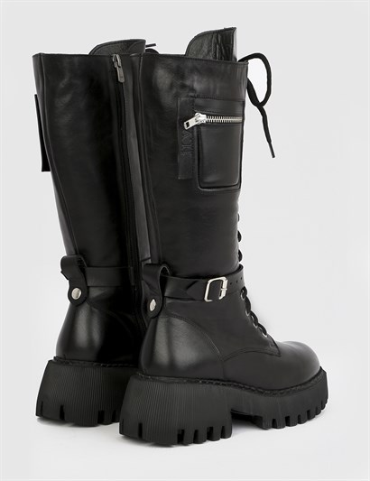 Remus Black Leather Women's High Boot