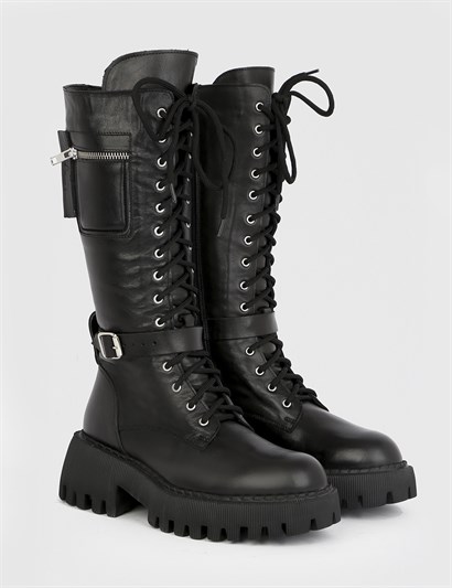 Remus Black Leather Women's High Boot