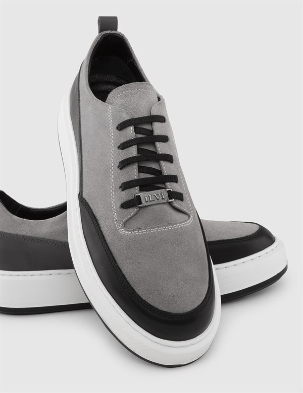 Ruben Black Leather-Grey Suede Leather Men's Sneaker