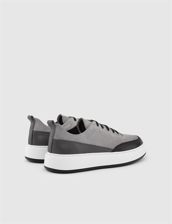 Ruben Black Leather-Grey Suede Leather Men's Sneaker