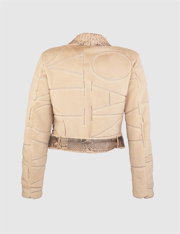 Segovia Powder Pink Snake-Powder Pink Women's Leather Jacket