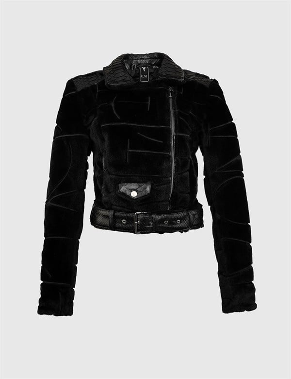 Segovia Black Snake-Beige Women's Leather Jacket