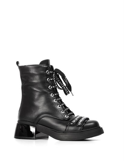 Siara Women's Boot Black Leather - İLVİ